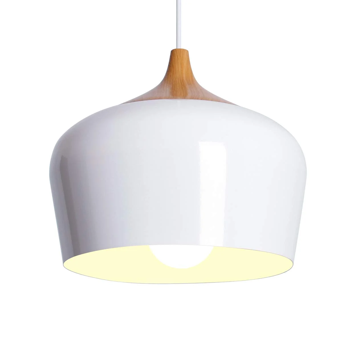 Modern Pendant Light, Wood Pattern Simple Style Ceiling Light, Nordic Style Funky Island Hanging Lamp Adjustable Length