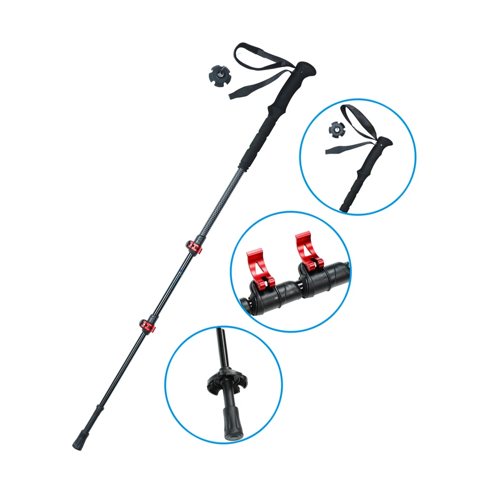 

Adjustable Trekking poles Stick Walking Multifunctional Outdoor Stick Alpenstock Hiking Camping Equipment Walking Stick, Black