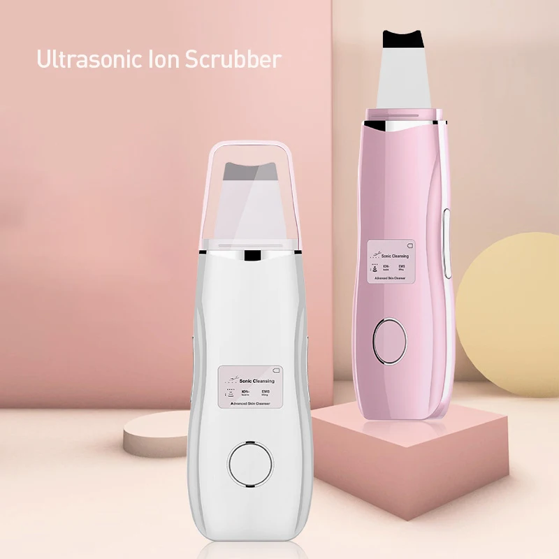

Ultrasonic Skin Scrubber Deep Face Cleaner Machine Dirt Blackhead Removal Facial Lifting Peeling Reduce Wrinkles Skin Scrubber, White/pink