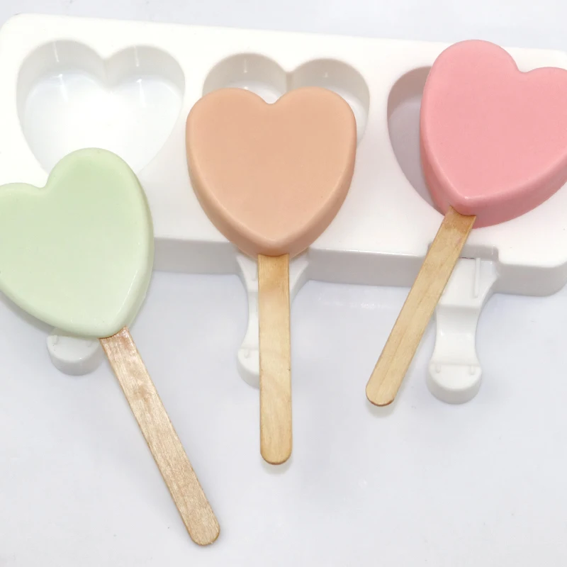 

1019 ready in ship STOCK 3 holes heart shape ice cream model cartoon, ice cream mold ice cream mold silicone