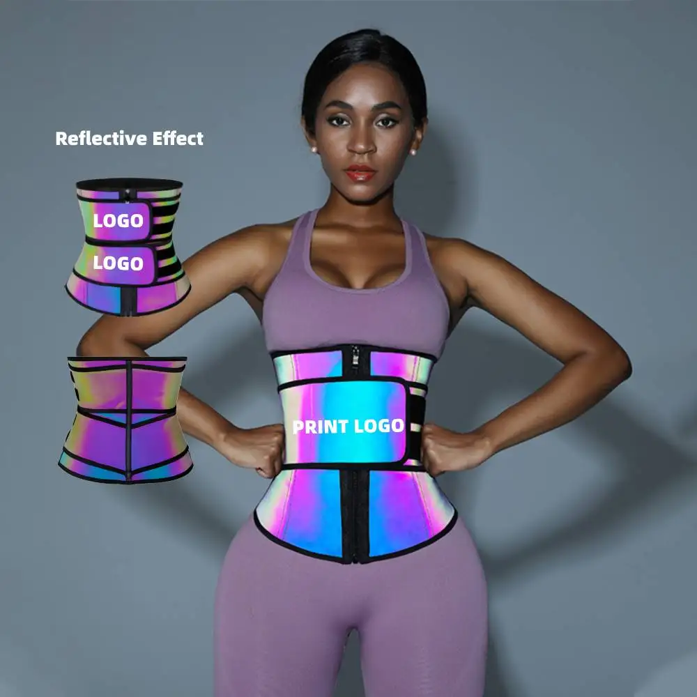 

Reflective Effect 2021Women Tummy Control Double Belt Latex Waist Trimmer with Zipper Best Waist Traines