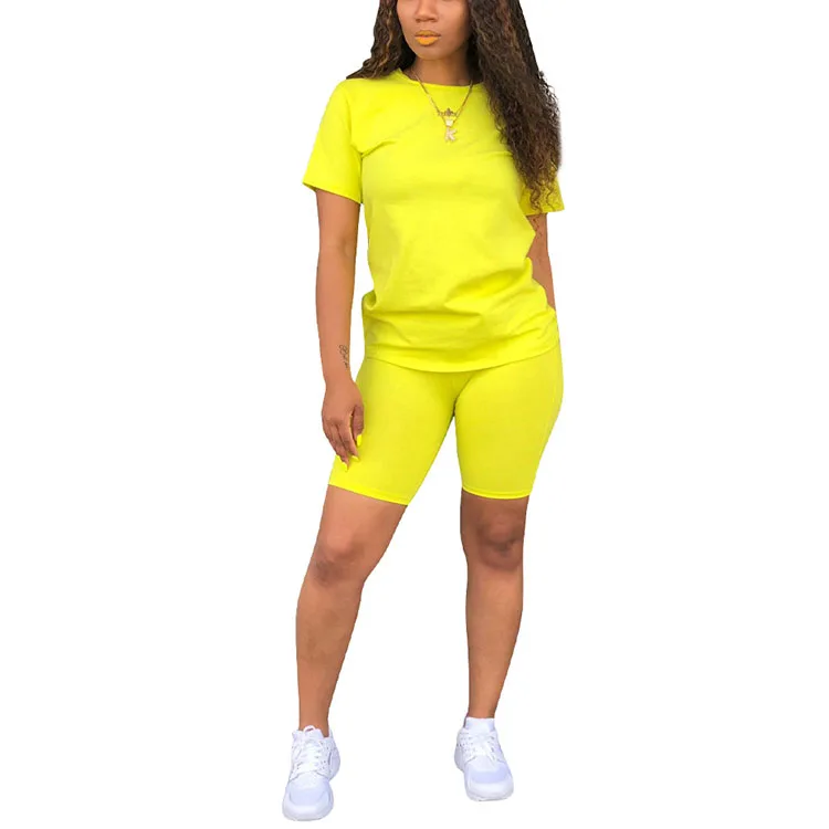 

Summer casual clothing outfit t-shirt 2 piece short set women, 9 colors