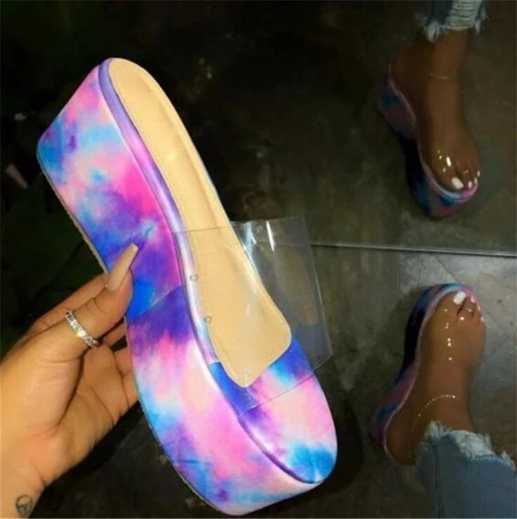

Fashion Outdoor Shoes Slippers 2021 Women Summer Slides Wedge Heel Platform Sandals For Women, As pictures or customized color
