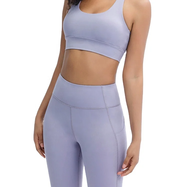 

Solid color side pocket sports yoga suit tight-fitting sports suit, Blue,white,dark blue,brown,dark grey,pink
