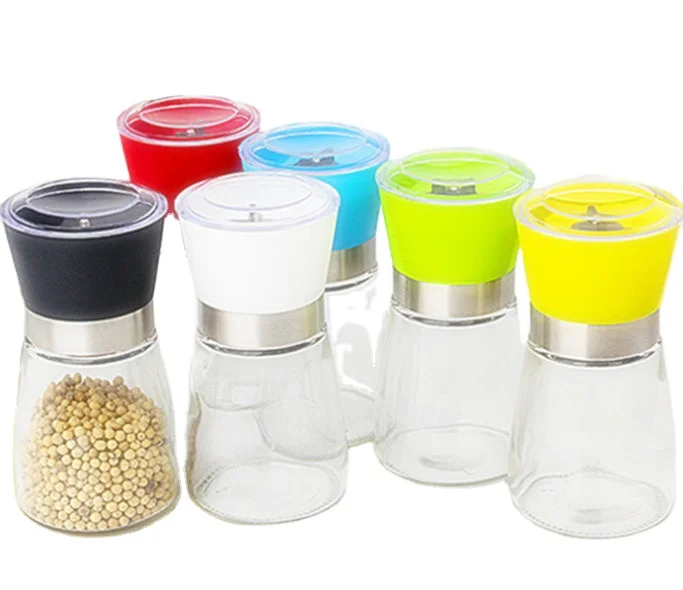 

factory price glass seasoning bottle industrial turmeric machine manual dry pepper spice jars grinder mill, Customized