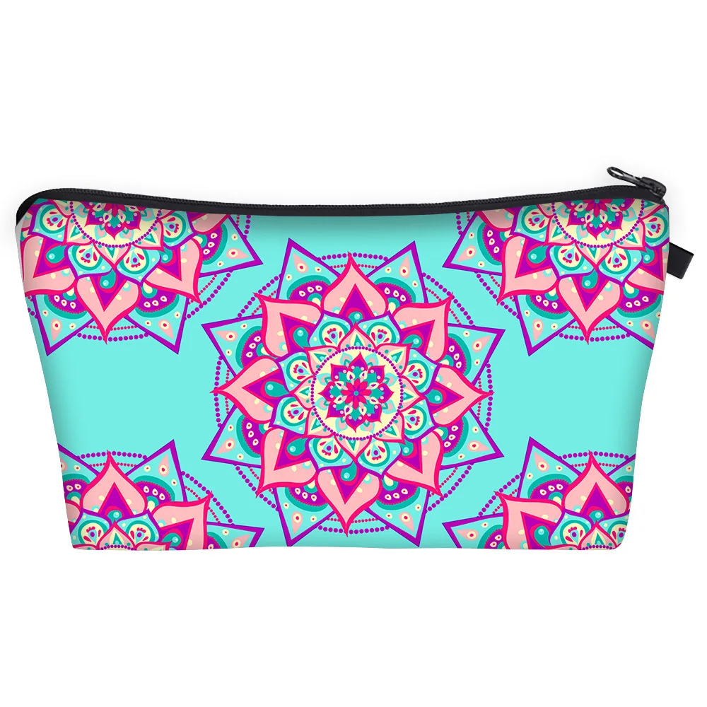 

Yaeshii Multi-purpose Small Storage Makeup Wash Bag Mandala Printed Custom Cotton Canvas Zipper Pouch, Customized