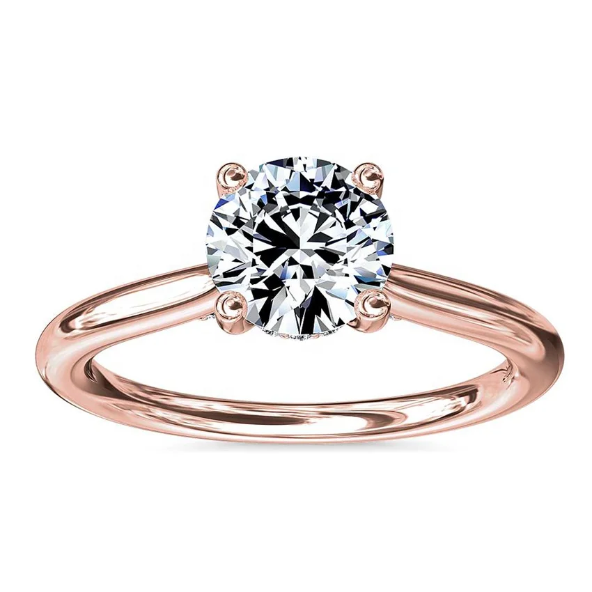 

HY Four prong 0.5ct main stone lab created diamond with side stone DEF VS Clarity engagement ring in 14k gold