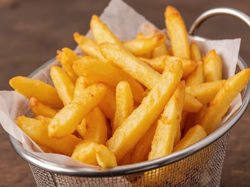 Crispy golden air fryer french fries in serving basket