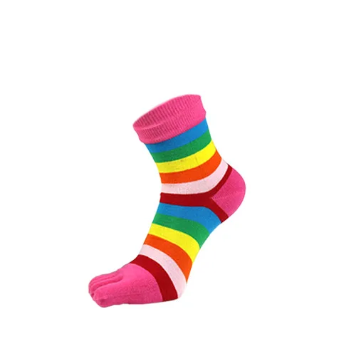 

High Quality Women's Rainbow Striped Split Toe Socks Casual Korean New Style Cotton Women's yoga socks anti-slip, 7 color