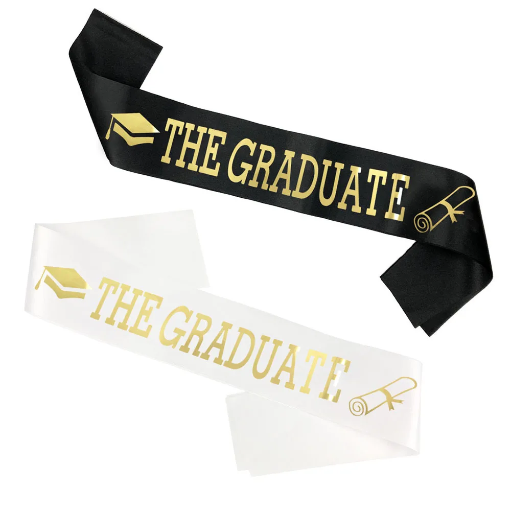 

Cross-border Prom Graduation Hat Satin Ritual Belt THE GRADUATE Bronze Colorful 1 Pc/opp Bag Graduation Shop Supplies 10pcs