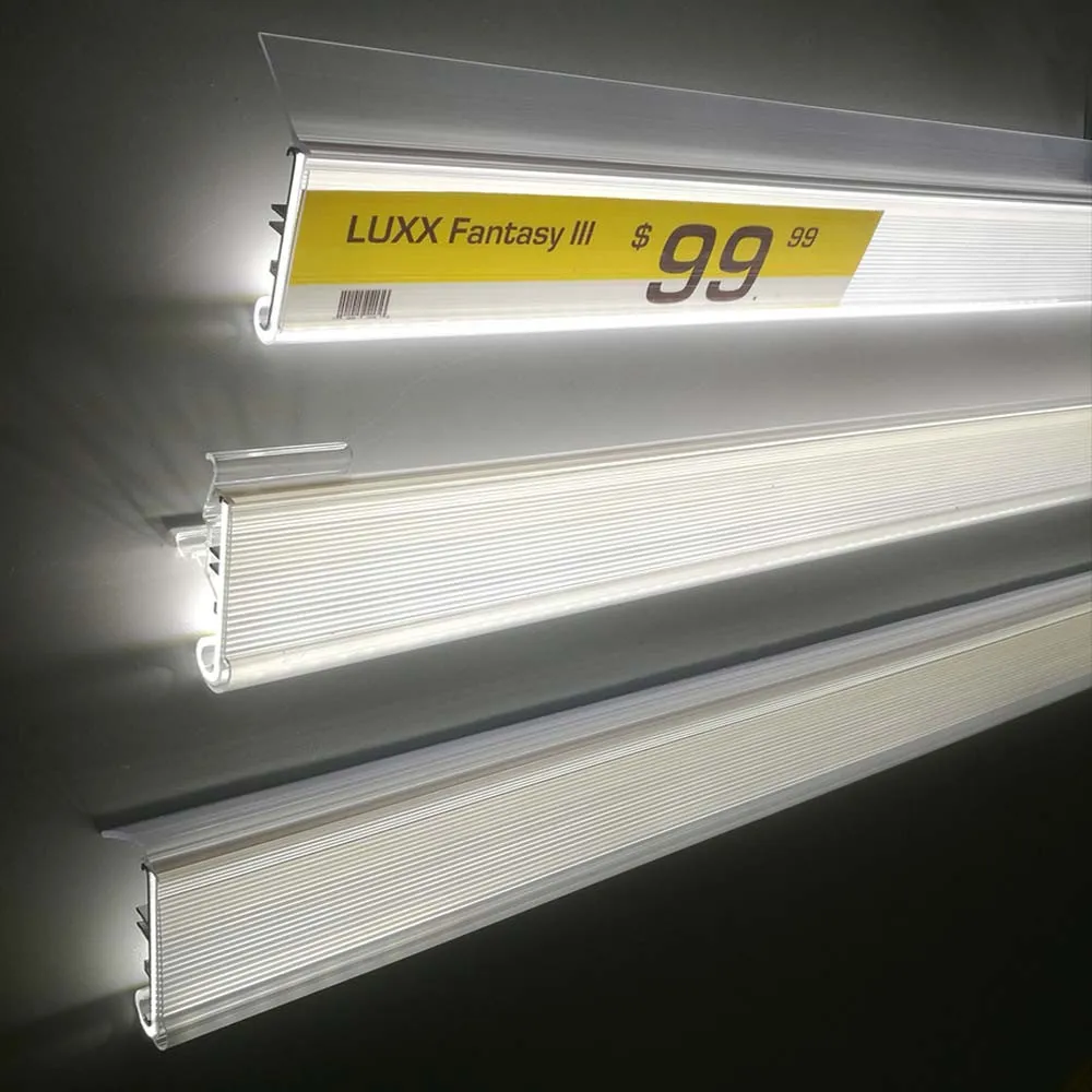 The Newest innovative shelftag light, illuminated ticket strip for shelf lighting original patent