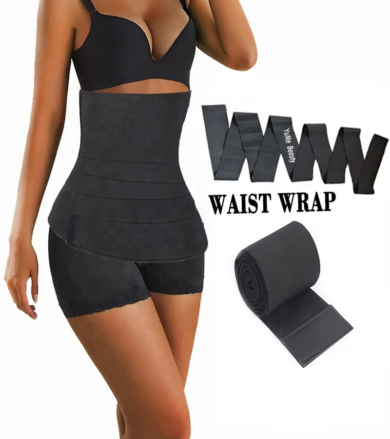 

Snatch Me Up Waist Shaper Bandage Women Adjustable Quality Long Sauna Sweat Band Slim Corset Waist Trainer Tummy Wrap Belt, Black