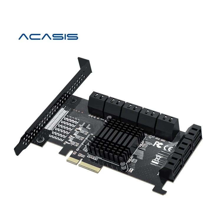 

ACASIS Qualified Product 6Gbps 16 Port PCIEX4 To SATA 3.0 Expansion Card for Bitcoin Chia Ethereum Mining, Black