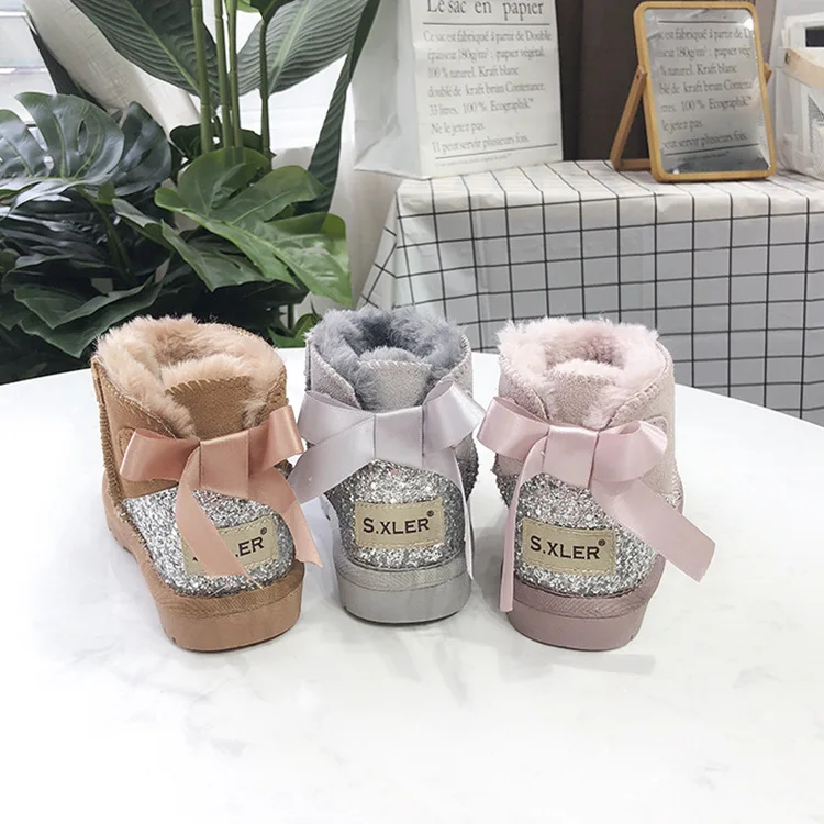 

Winter New Products Children Snow Boots Girls Shoes Bowknot Warm Baby Cotton Boots, Multicolor