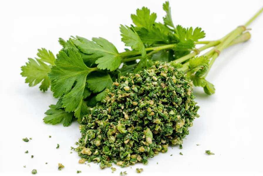 Chef sprinkling dried parsley into pot
