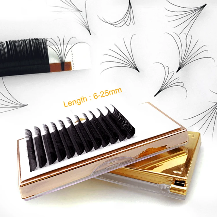 

Private Label Lashextensions b d Curl Fast Fanning Lashes Extensions Tray Custom Matte Black Volume Easy Fan Eyelash Extensions, Black / oem