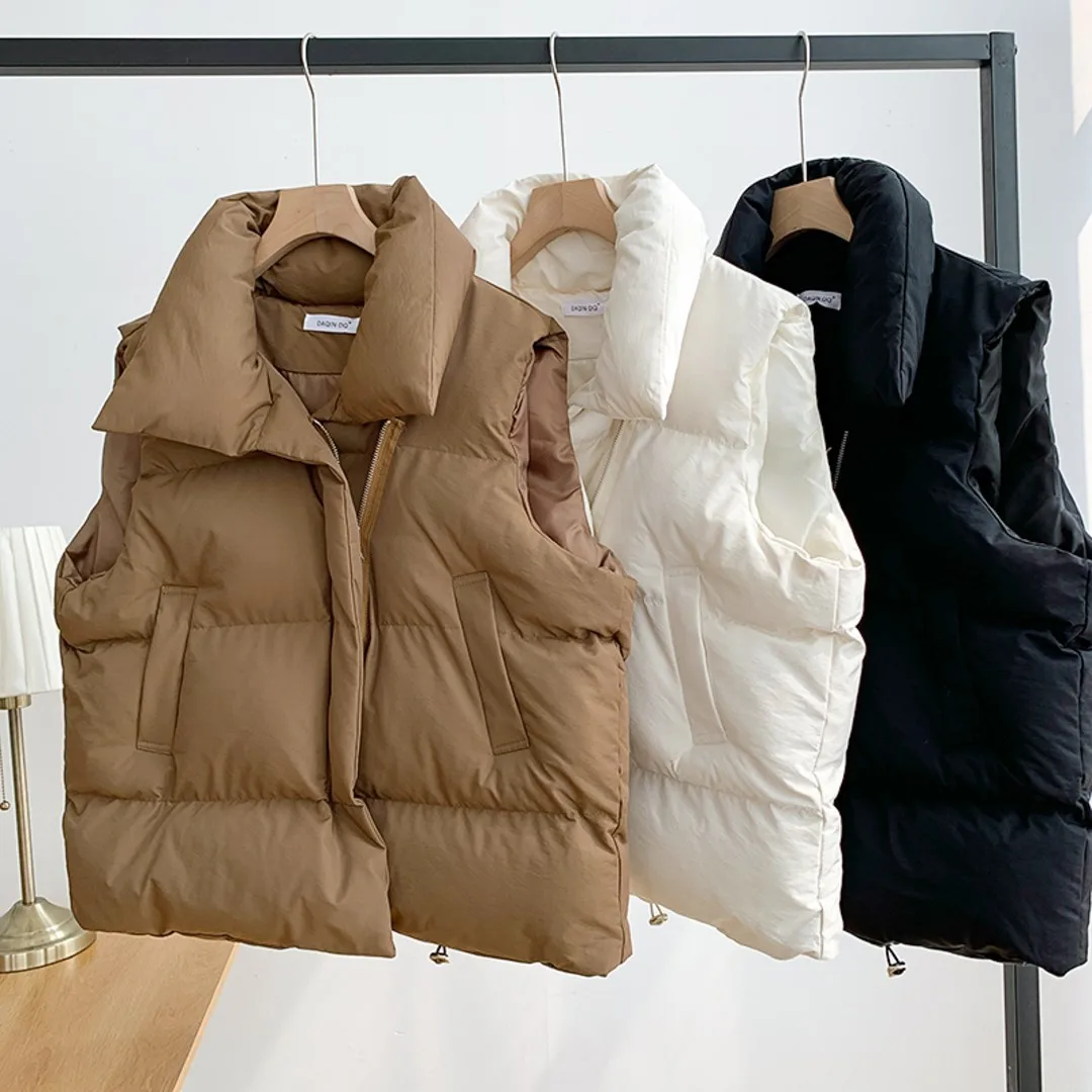 Boutique Wholesale 2026 Winter New Casual Fashion Stand up Collar New Sleeveless Women's Vest