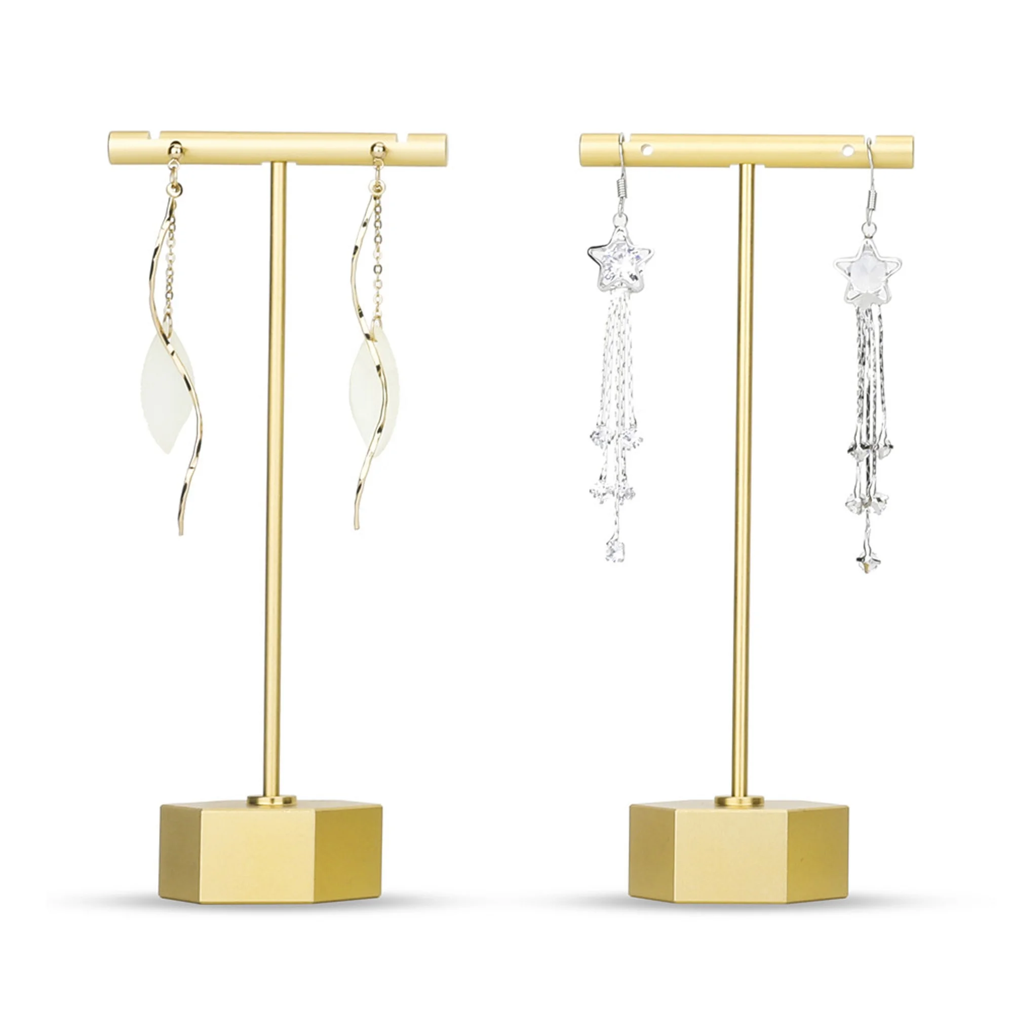 

Metal Counter Luxury Gold T Bar Hanging Stud Jewelry Earring Display for Sale