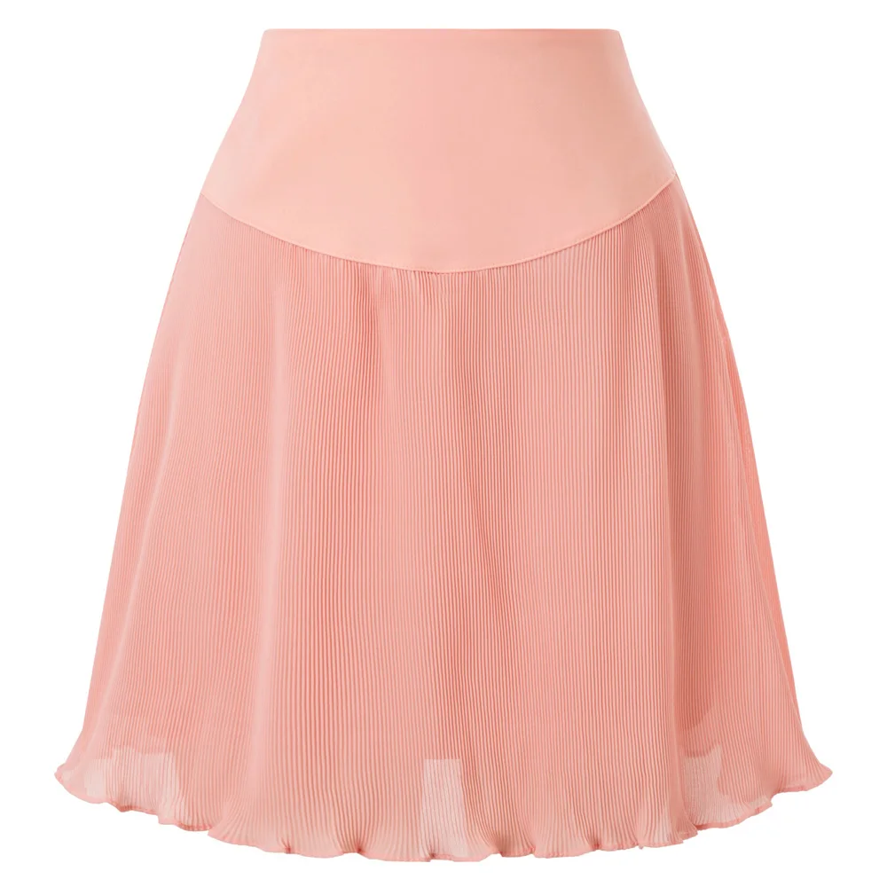 cls02218 gk 女装雪纺迷你裙配拉链百褶喇叭 a 字型纯色