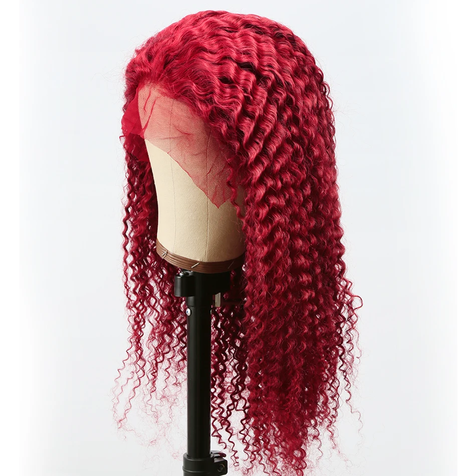 

Addictive New Arrival Hot Sale Color 100% Human Top Virgin Hair 99J 13*4 Transparent Lace Frontal Wig Deep Wave Brazilian Hair
