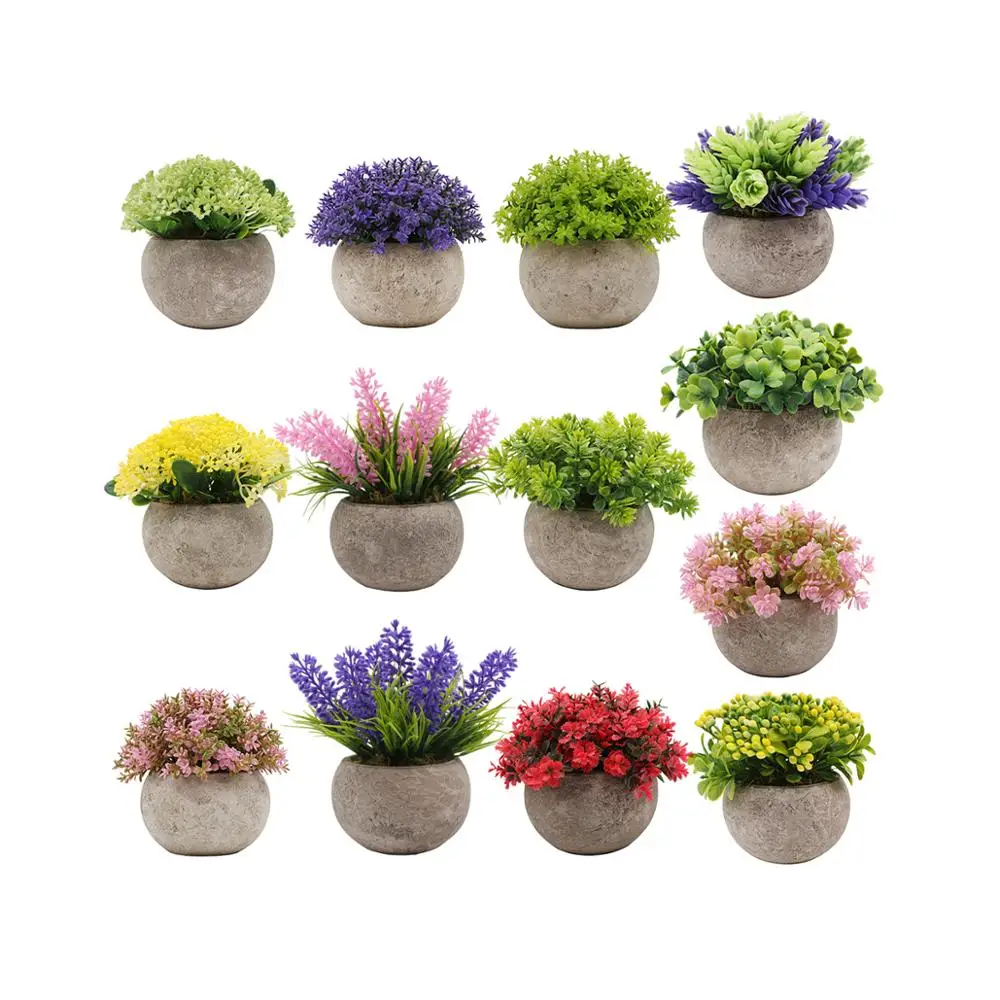 

Hot Sale Home Decor Plastic Flower Small Artificial Potted Succulents Plants