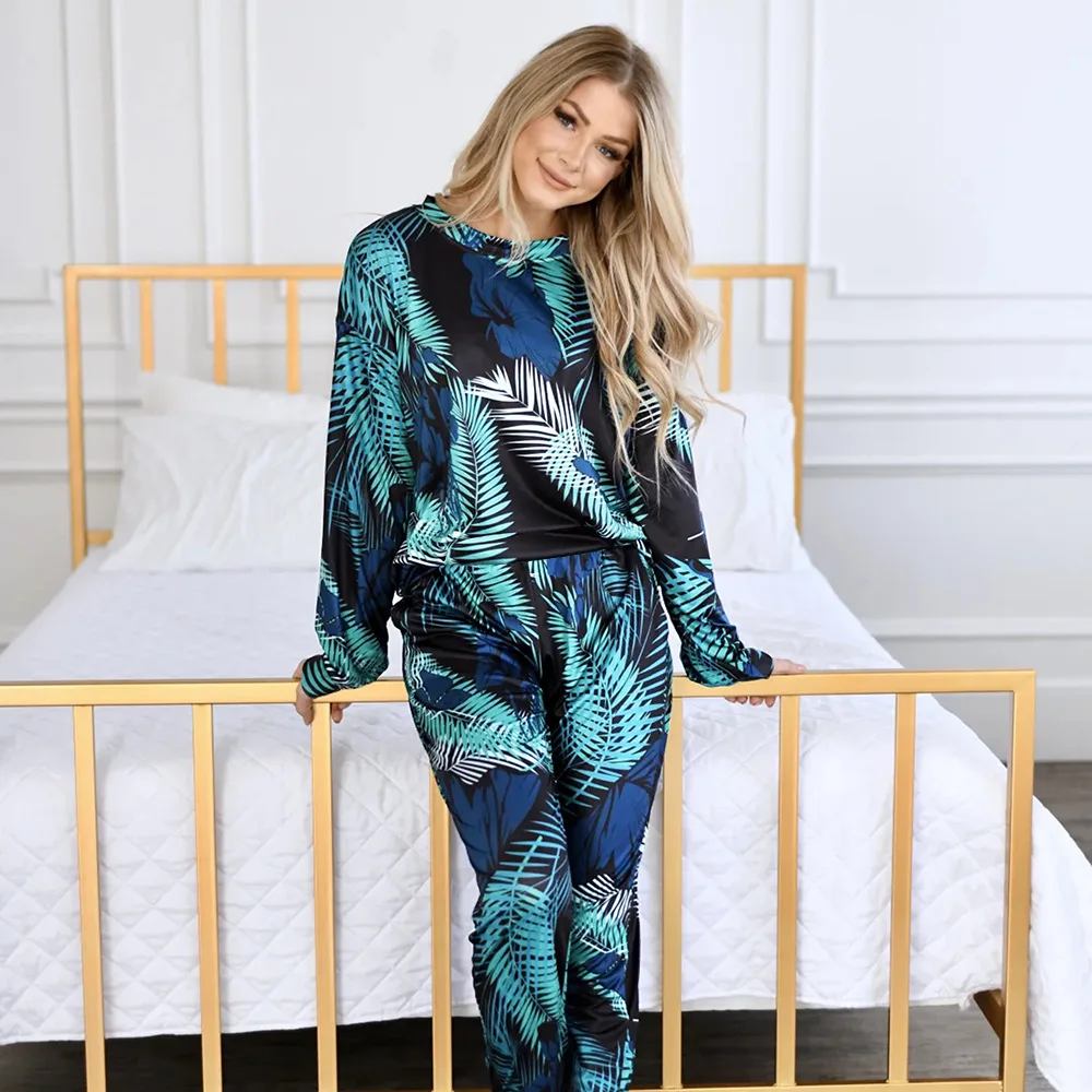 

Autumn and Winter New Home Wear Women's Printed Casual Trousers Two-piece Suit