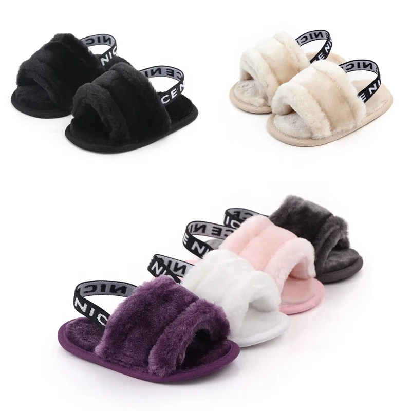 

2022 Soft Indoor Infant Little Girls House Summer Toddler Baby Fur Slippers