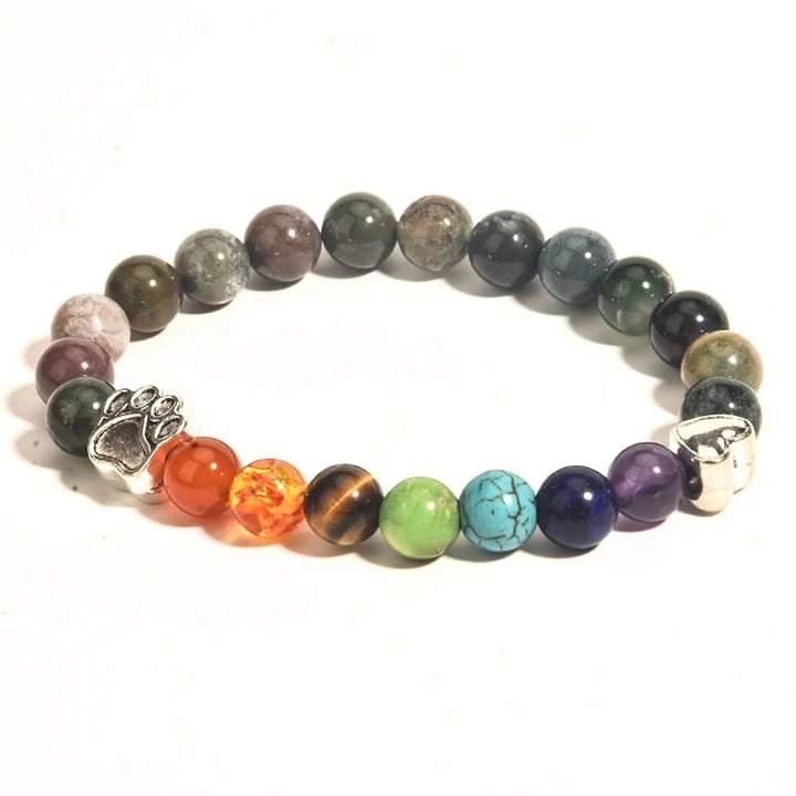 

Seven Chakra Dog Claw Small Heart Yoga Beads Energy Stone Beaded Bracelet Variety of Carnelian Bracelets for Unisex, Picture shows