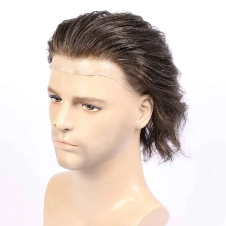 

Wholesale Thin Skin Lace Men Toupee Grey protez hair