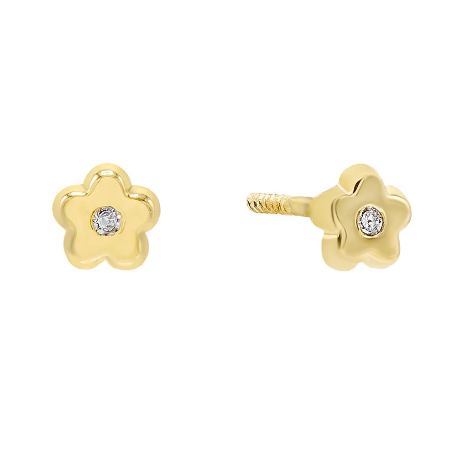 

wholesale new fashion 18K gold plated simple flower stud earrings for women S925 sterling silver crystal earring jewelry gift