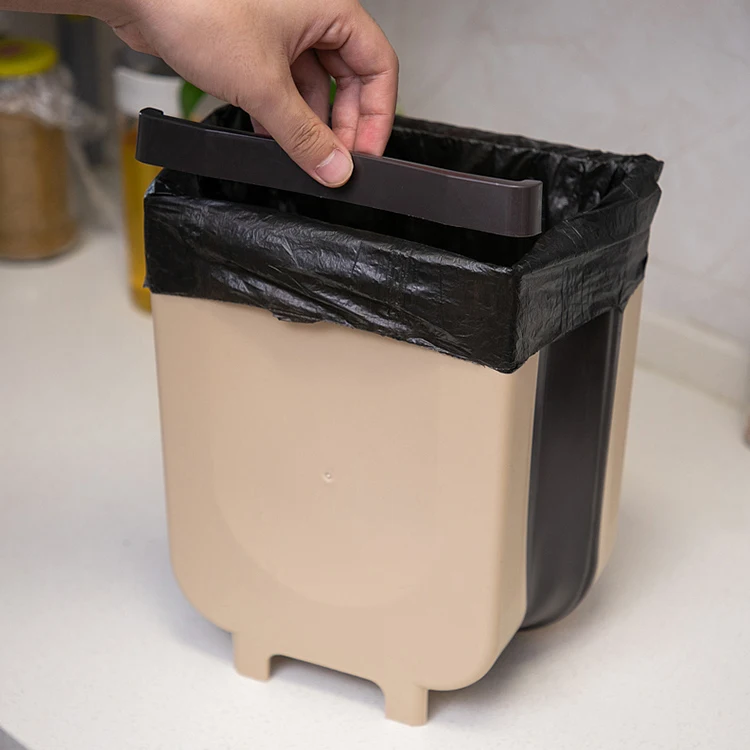 
Hanging Garbage Can Wall Mounted Folding Waste Bin Kitchen Cabinet Door Hanging Trash Can 