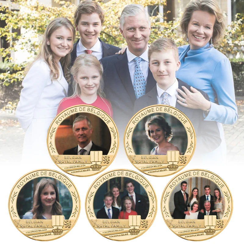 

Custom Belgian Royal Family Metal Coins Gold Plated Memorial Coin 40mm Collection Coin