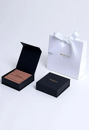 Custom Logo Gift Bracelet Necklace Jewel Packaging Book Shape Jewellery Set Boxes Black Flip Top Magnetic Jewelry Box