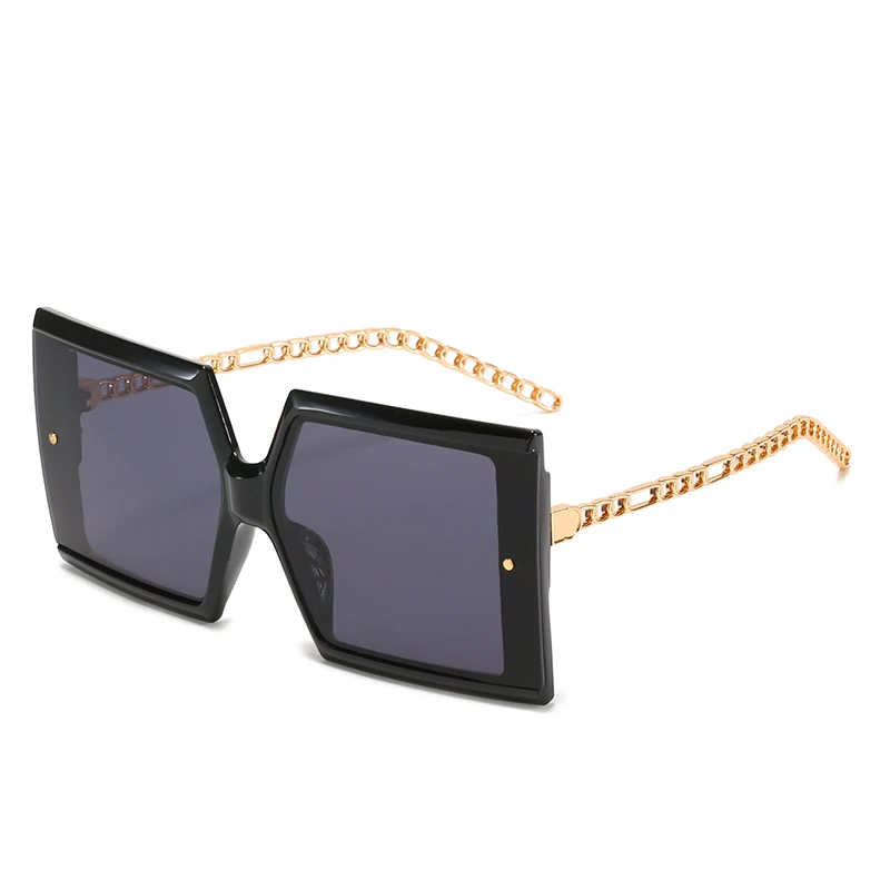

2021 Personality Net Red Fashion Retro Long Stripes Large Square Rice Nail Sunglasses