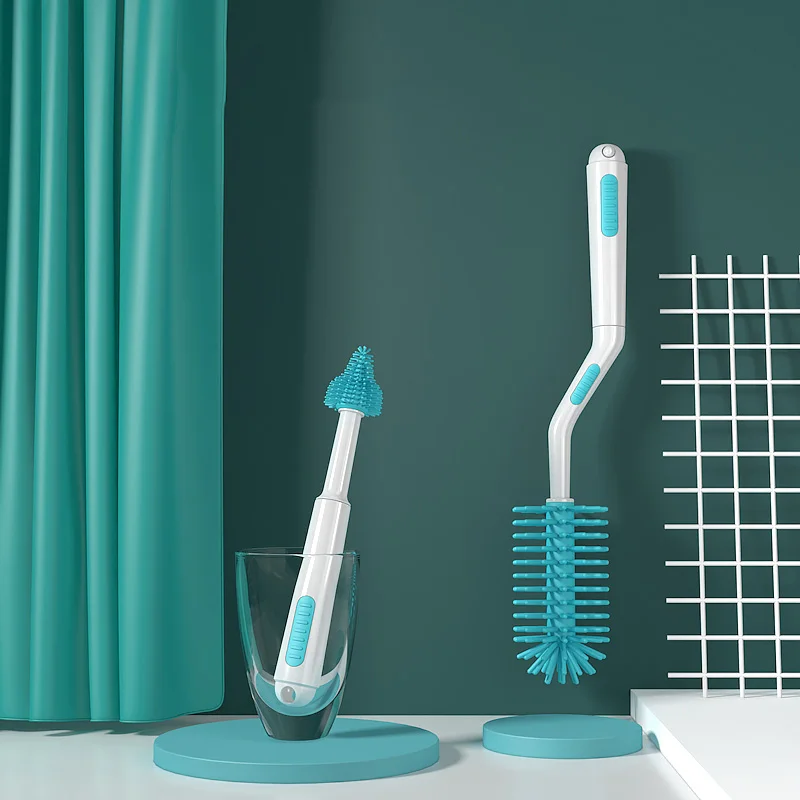 

Wholesale Silicone Baby Bottle Cleaning Brush Milk Bottle and Nipple Brush Kit, Blue,red