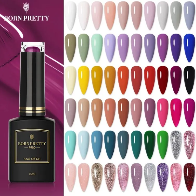 

BORN PRETTY 1 Bottle 15ml 2021 New Trend Colors Series Gel Colorful Soak Off Manicuring UV Gel Polish, 60 colors for choose