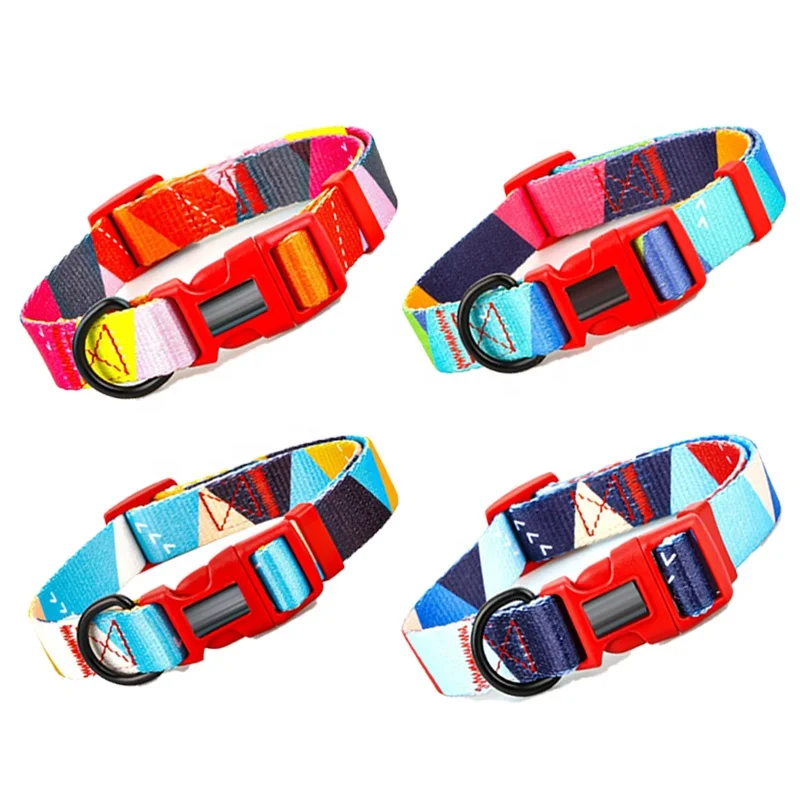 

Colorful Vivid Nylon Printed Dog Collars And Leash Pet Collars For Wholesale