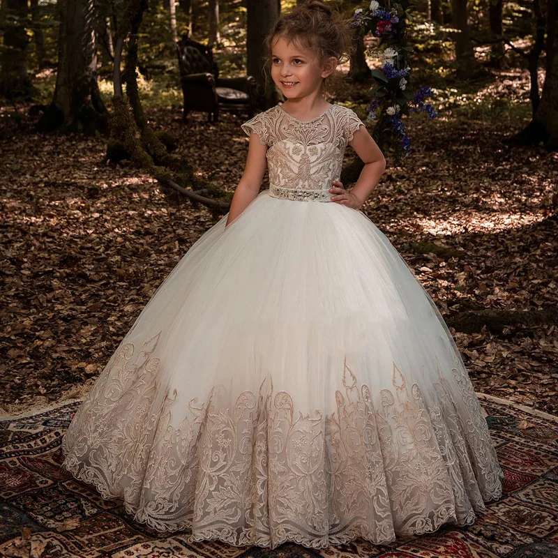 

mini sleeve lace girl dress of 9 year old kids wedding dresses