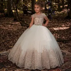 mini sleeve lace girl dress of 9 year old kids wed