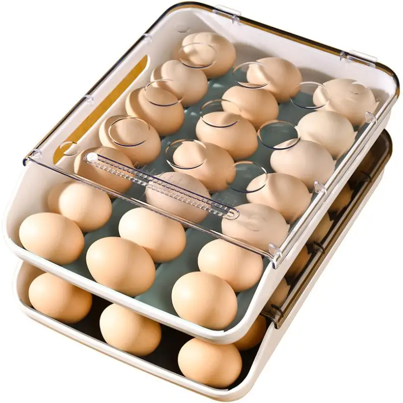 

Wholesale Amazon HOT Seller Kitchen Portable Egg Holder Tray Clear Egg Storage Fridge Container with Lid