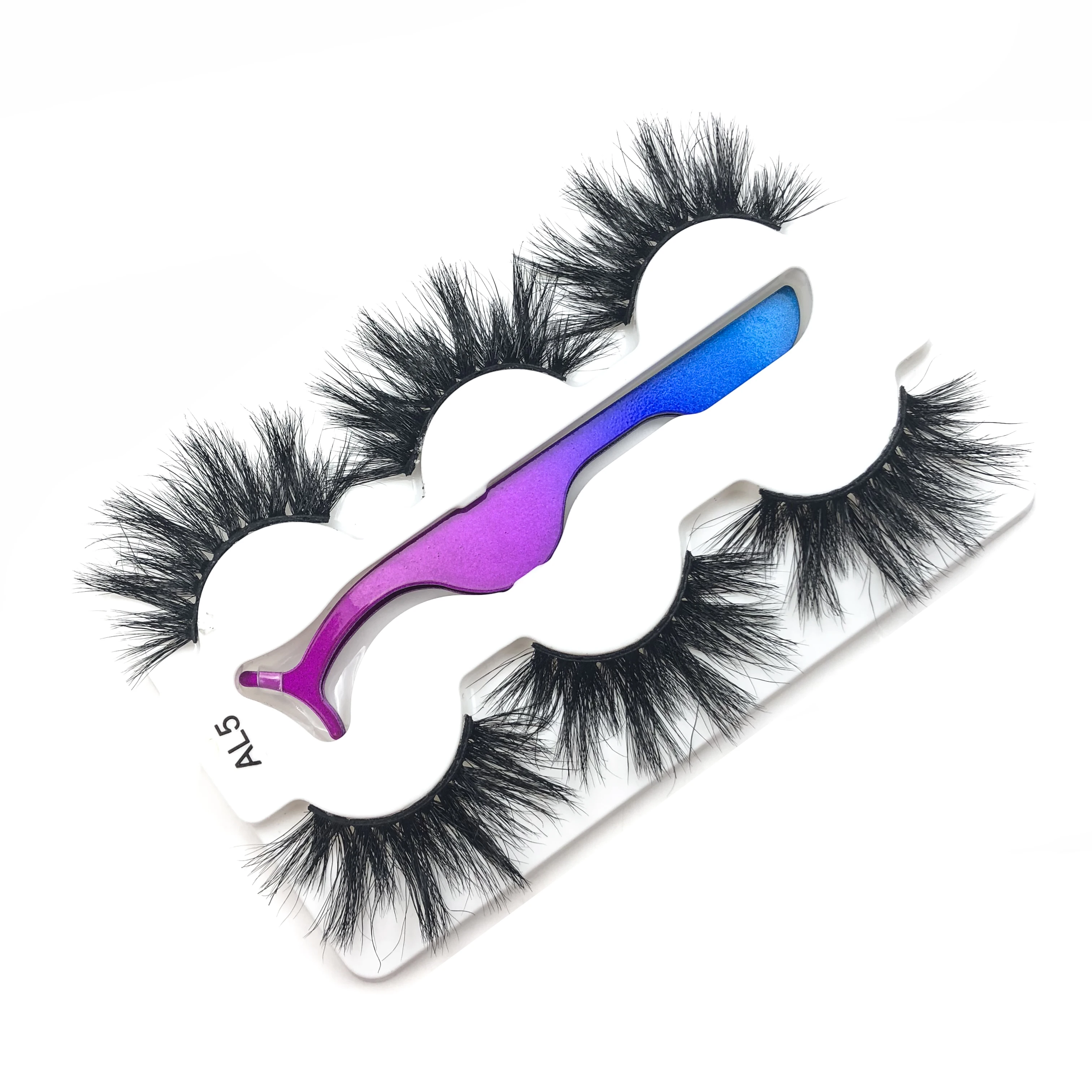 

Bulk Wholesale Private Label 3D Strip False Eyelash 3 Pairs Siberian Mink Eyelash Book 25mm 5D 3D Mink Eyelashes Eye Lashes, Black