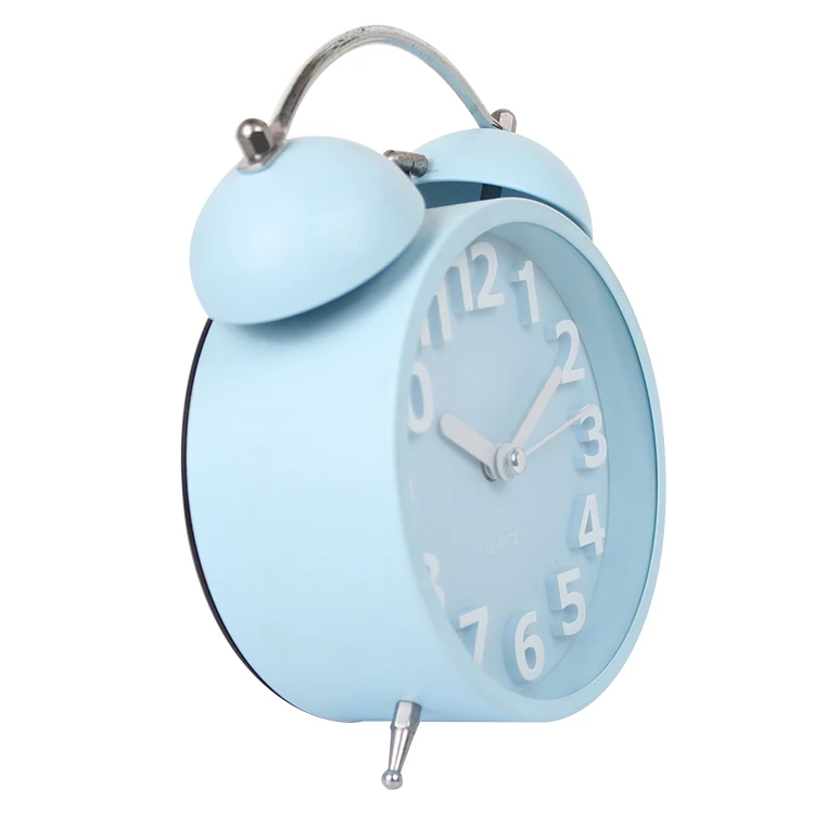3d Plastic Number Big Number Metal Round Twin Bell Alarm Clock With