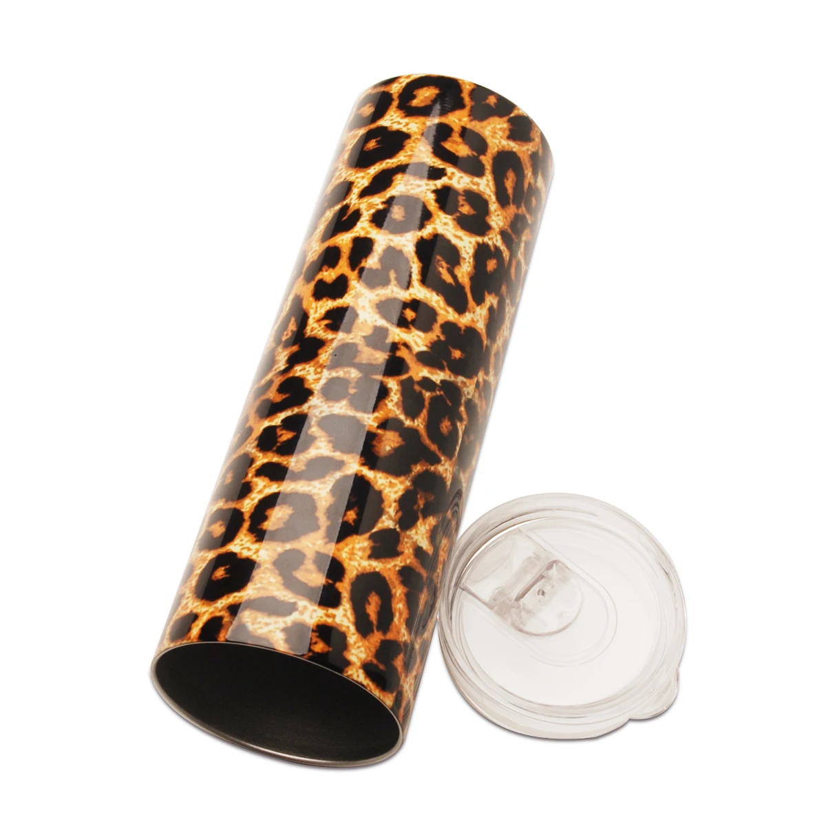 

Skinny Sublimation Leopard Print Cups Stainless Steel Vacuum Tumbler Coffee Travel Mugs with Lid