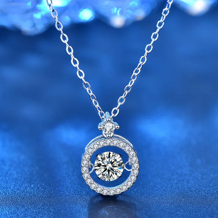 

Silver 925 Original 0.5 Carat Diamond Test Past D Color Moissanite Pendant Necklace Women Gemstone Chain Classic Jewelry