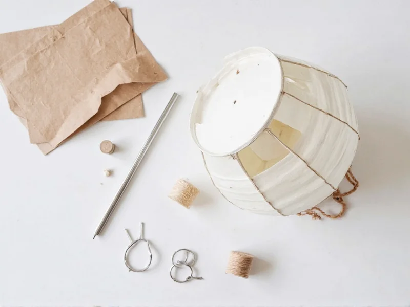 Step-by-step diy lantern materials laid out