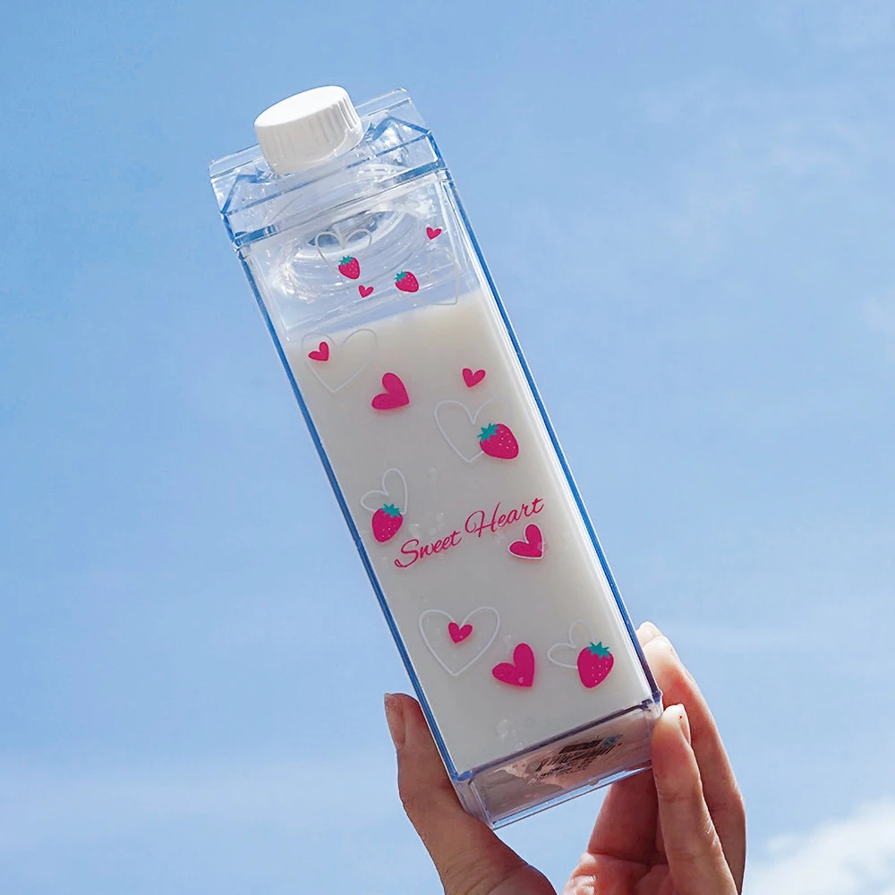 

Wholesale Bpa Free Unique Acrylic Transparent Quare Tazas, 500ml Blank Sublimation Clear Milk Carton Water Bottle