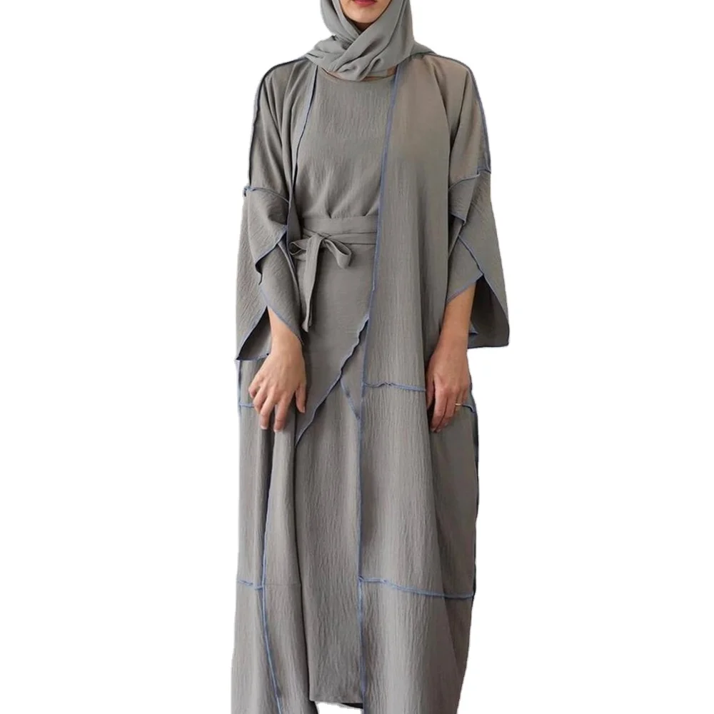 

Wholesale New Fashion Fancy Long Dress Modest Khimar Hijab Abaya Muslim Cabayah Wholesale Malaysia Islamic Clothing Women Fat, Gray
