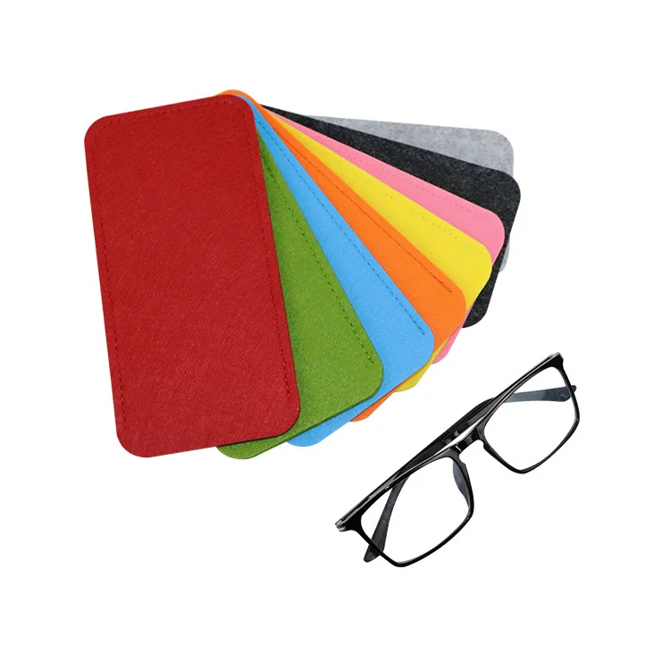 

Custom Logo Protection Multi-function pouch holder 100 % wool Felt Glasses case, Gray, black, green, orange, blue, pink and yellow