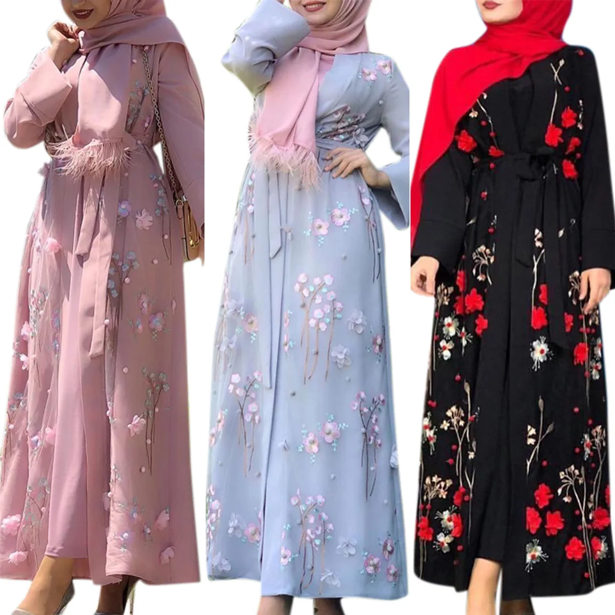 

Muslin Abaya Eid Scarf Women Hijab Muslim Modest Women Islamic Dresses With Full Sleeves Pakaian Wanita Long Sleeve Maxi Dress, Customized colors