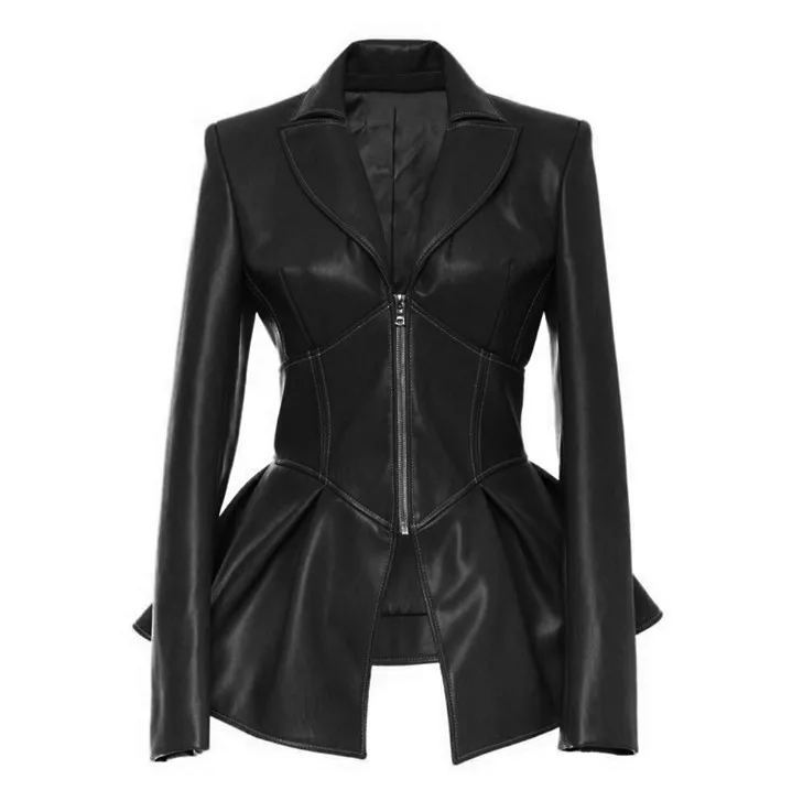 

hb11093a New European and American PU Leather Women's Jacket, Black, yellow, green, coffee